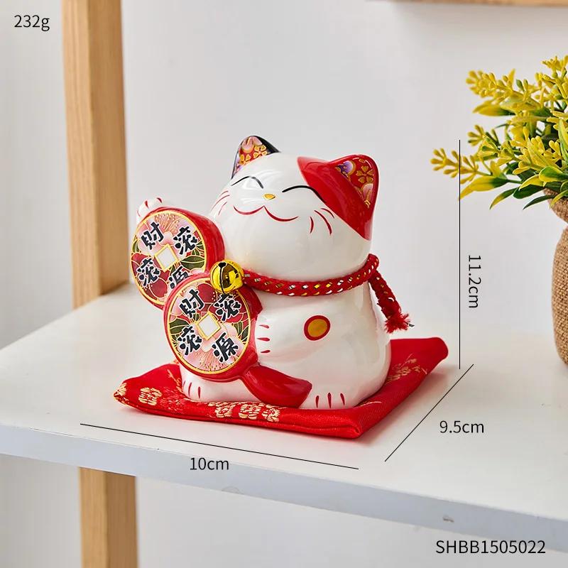 

Художественная фарфоровая копилка в виде кошки, накопительная коробка, украшение для домашнего стола, украшения для дома, керамическая копилка в виде кошки для детей пшеничный