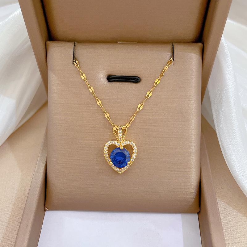 Titanium Steel Micro-Inlaid Gold Plated Women's Lucky Bead Necklace - Trendy Clavicle Chain Accessory