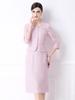 Elegant Spring Pink Beaded Dress - Faux Two-Piece Style