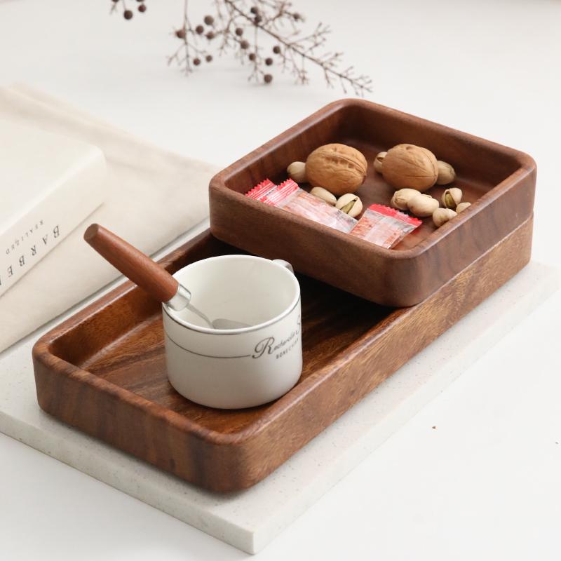Walnut Wood Dessert Tray: Fruit, Nuts, Snacks & Tea Plate