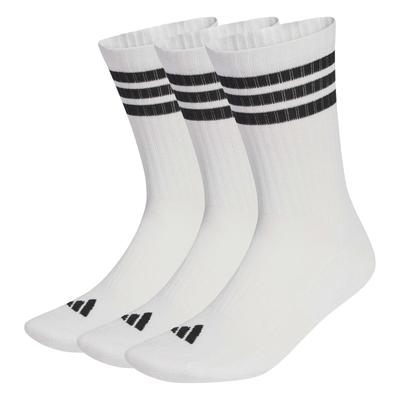 adidas Essentials Cushion Crew Unisex Size M 3-Stripes Socks, Adult, White/Black/Black (UW730, JZ0532),