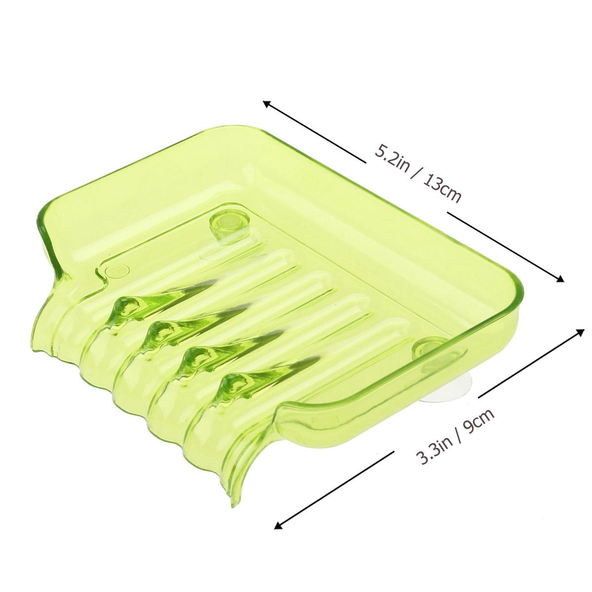 

Orange Bathroom Soap Dish with 2 Strong Suckers Clear Color Hollow Drain Shelf Shower Soap Box Storage Tray for Smooth Surfaces зелений