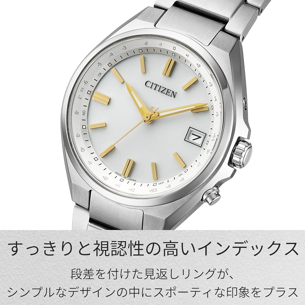 Citizen Eco-Drive CB1160-55A Men's Analog Watch Titanium Lightweight 10 ATM Water Resistant Silver White