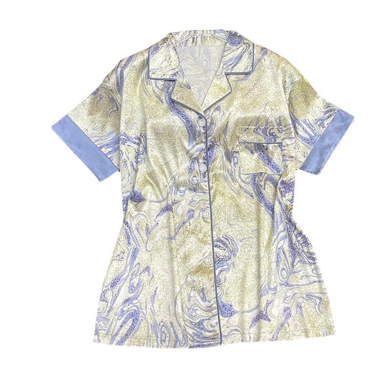Summer Ice Silk Pajamas Women'S High-Value Suit Short-Sleeved Shorts Women'S Loungewear Can Be Worn Outside