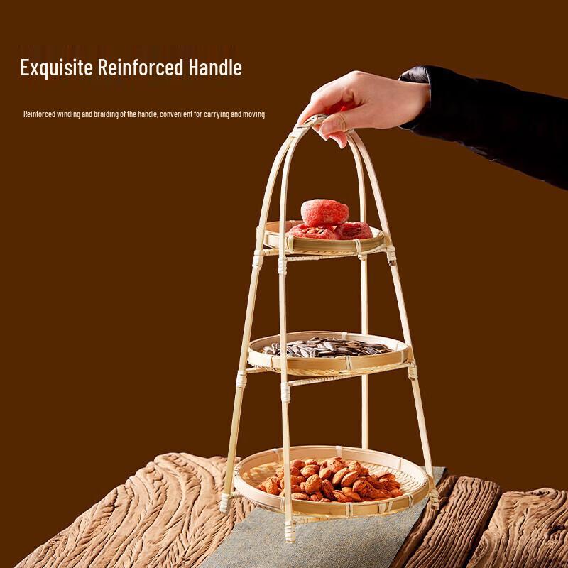 Shang Kao Jia Around Stove Tea Snack Tray with 3-Tier Bamboo Basket