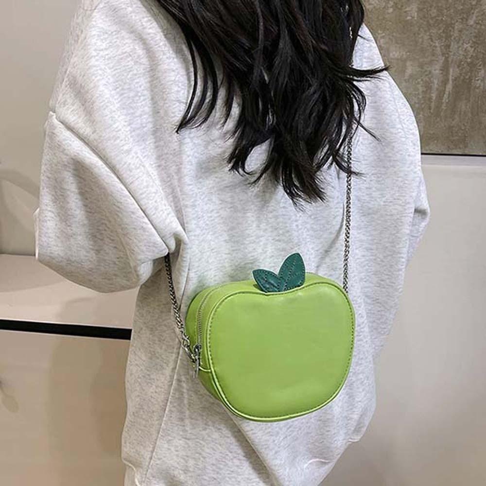 New Fruit Shape Chain Bag Creative Red Crossbody Bag Round Small Leather Pouch Funny Coin Purse Women Shoulder Bag