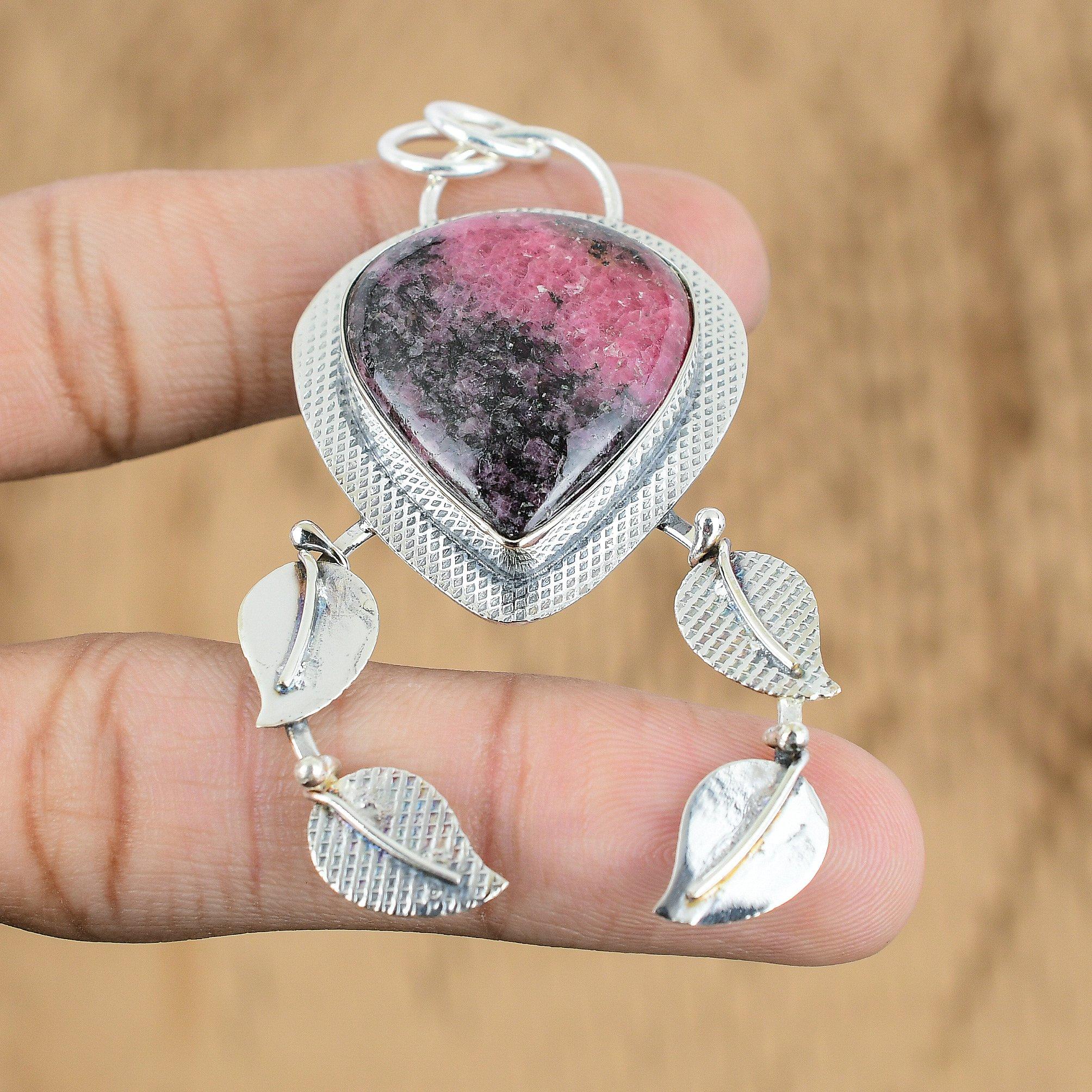 

Wedding Gift For Her 925 Sterling Silver Natural Rhodonite Gemstone Pendant