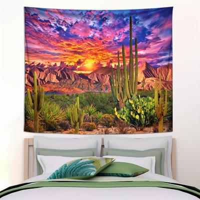 VIKAMA Desert Cactus Sunset Cloud Tapestry Psychedelic Natural Landscape Tapestry Wall Hanging Living Room Bedroom Wall Decor