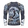 Stylish Long-Sleeve T-Shirt with Fierce Werewolf Graphic, Trendy & Comfortable