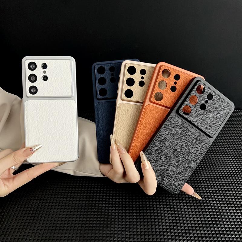 S26 Ultra Case Luxury Leather Skin Hybrid PC Bumper Matte Anti-skid Back Cover For Samsung Galaxy S26 Ultra S25 FE S24 Plus