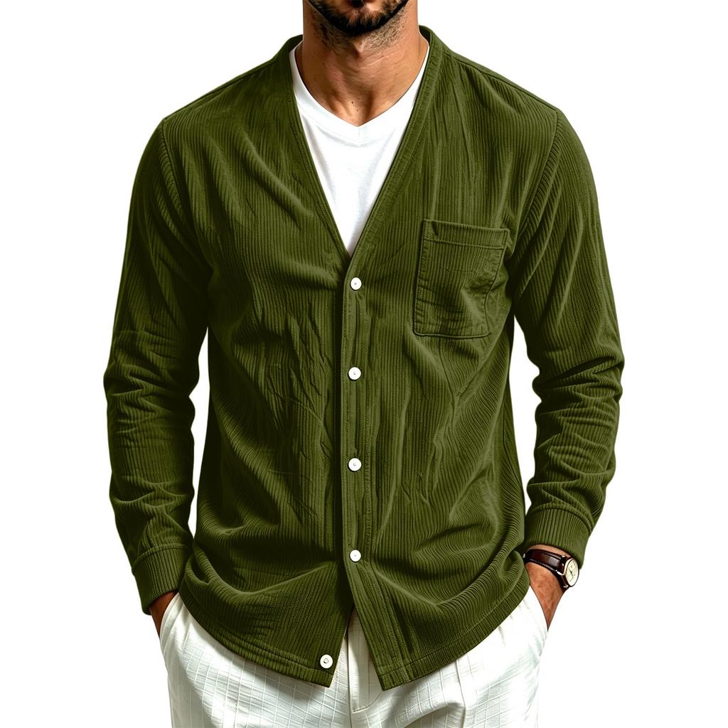 Men's Casual Loose Fit Color Shirt with Pockets for Everyday Wear