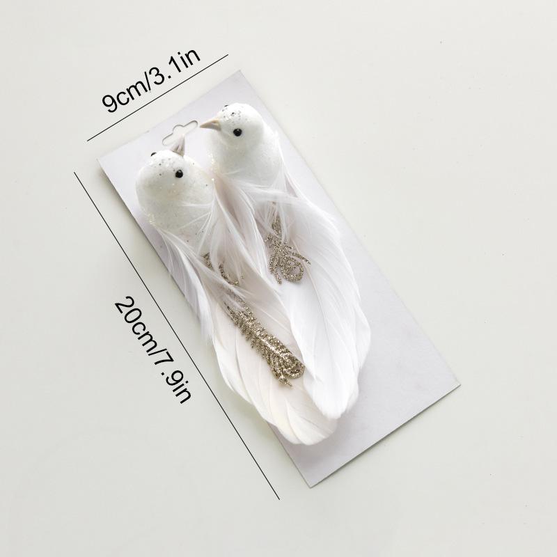 1/2pcs Foam Indoor & Outdoor Use Christmas Tree Ornaments Glitter Artificial Birds Colorful Clip-On with Feathers Christmas Birds