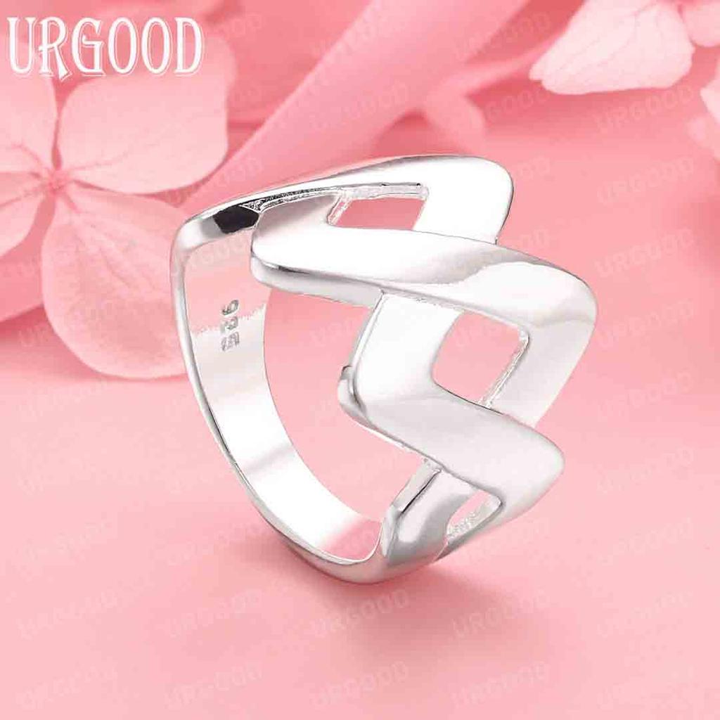 925 Sterling Silver Wedding Jewelry Geometric Fashion Ring