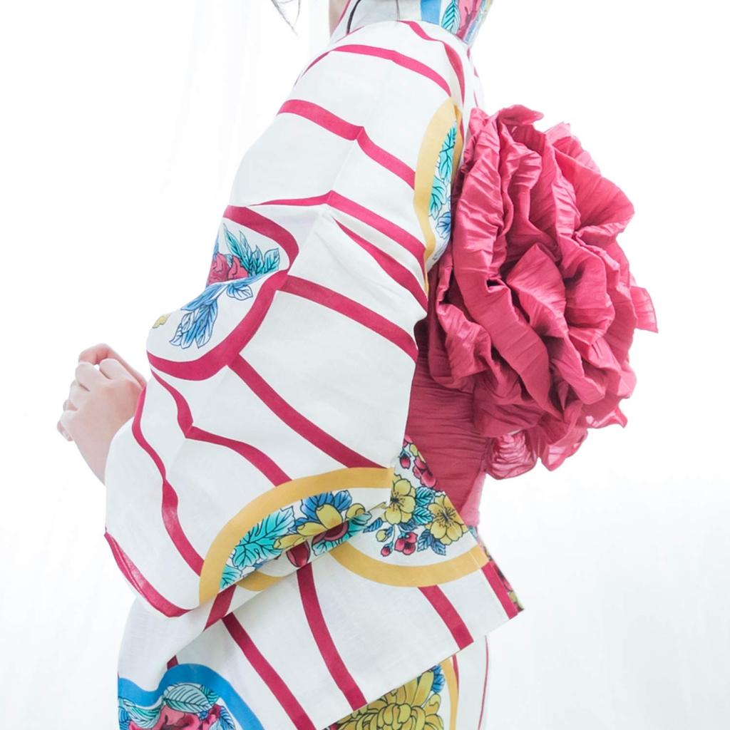 KYOETSU Yukata Flower Ball Size Cherry Women's Pre-Obi Obi, Pattern, 9.