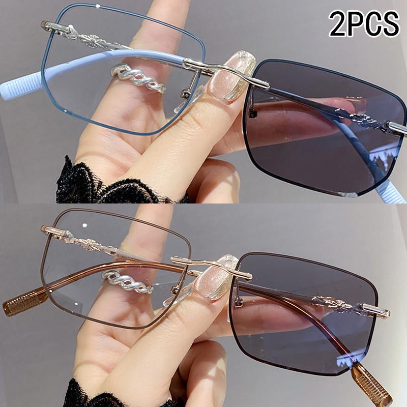 1PCS Photosensitive Color-changing Anti-blue Light Frameless Metal Frame Myopia Glasses for Students 3325