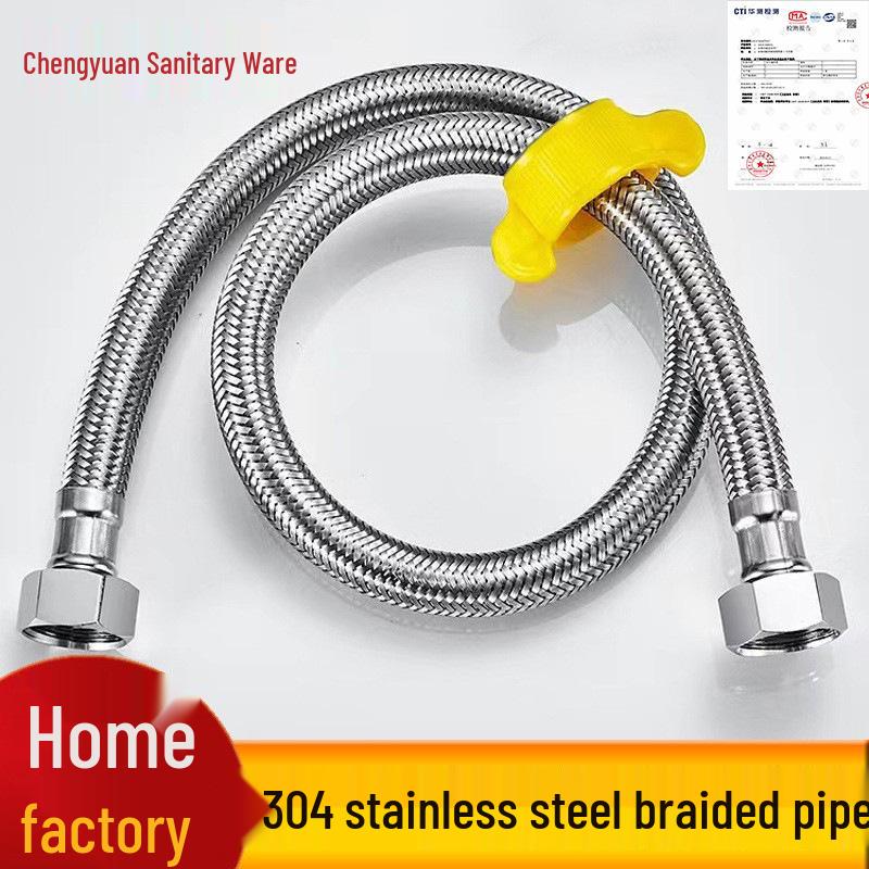 304 Stainless Steel Braided High-Pressure Water Inlet Hose for Faucet, Basin, and Toilet 304 Dual Head Hose [20cm] (Custom)