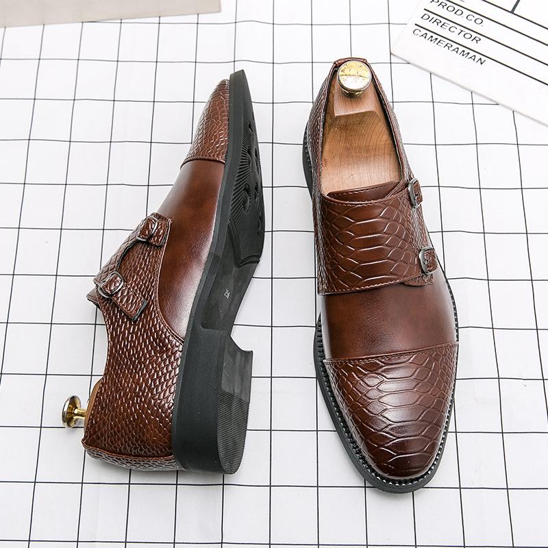 

Casual Brogue Formal Shoes Men Dress Leather Shoes Fashion Men Monk Shoes Office Oxford Male Footwear Gentleman Wedding Shoes 48 коричневий