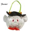 Halloween Costume Accessories Candy Bags for Kids, Trick or Treat Handbag with Handle, Spooky Durable Carrying Witch Ghost Black Cat Pumpkin