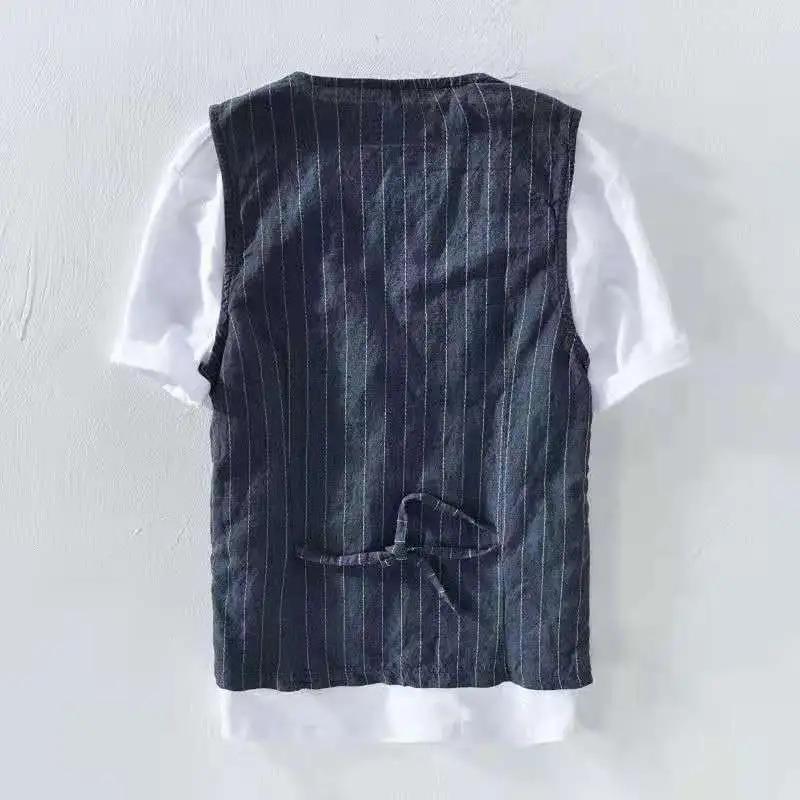 Men's Spring and Summer Sleeveless Linen V-neck Casual Thin Tops