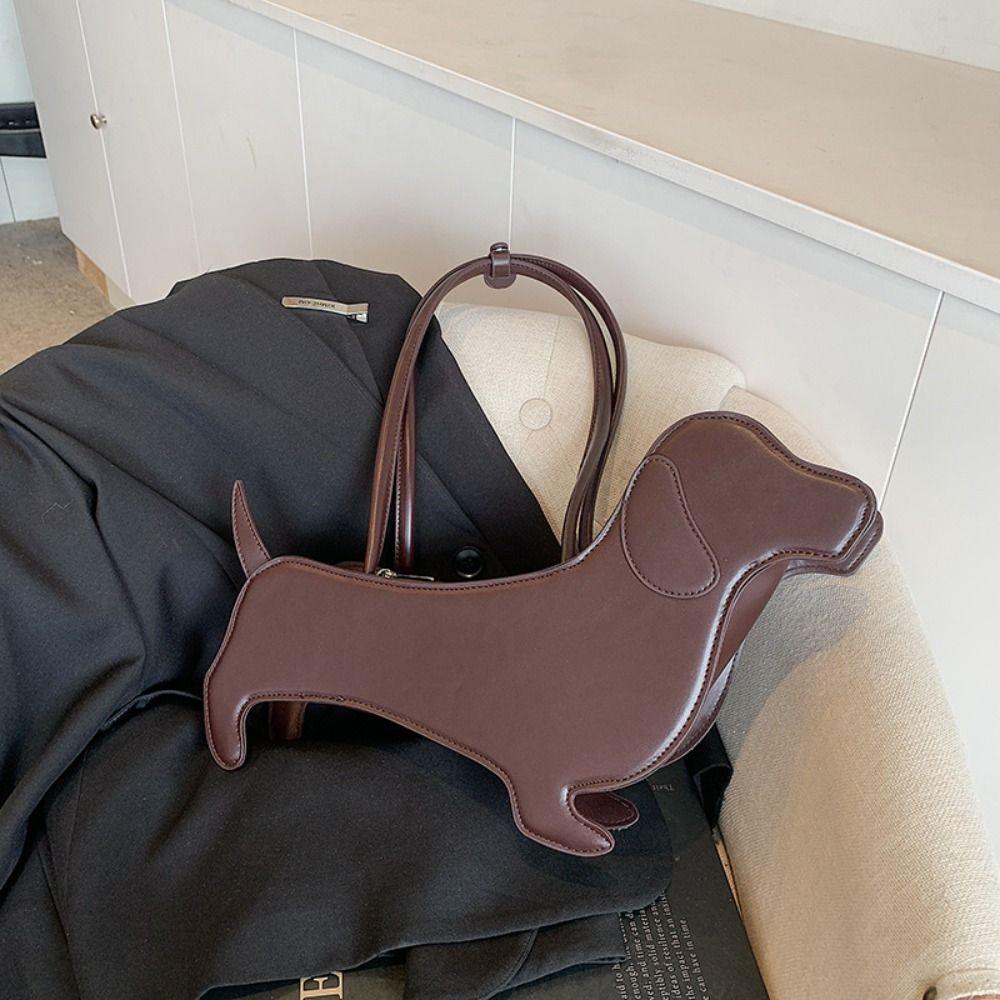 Pu Leather Animals Shoulder Bag Sausage Dog Cartoon Handbag Fashion Dachshund Dog Bag  Girls