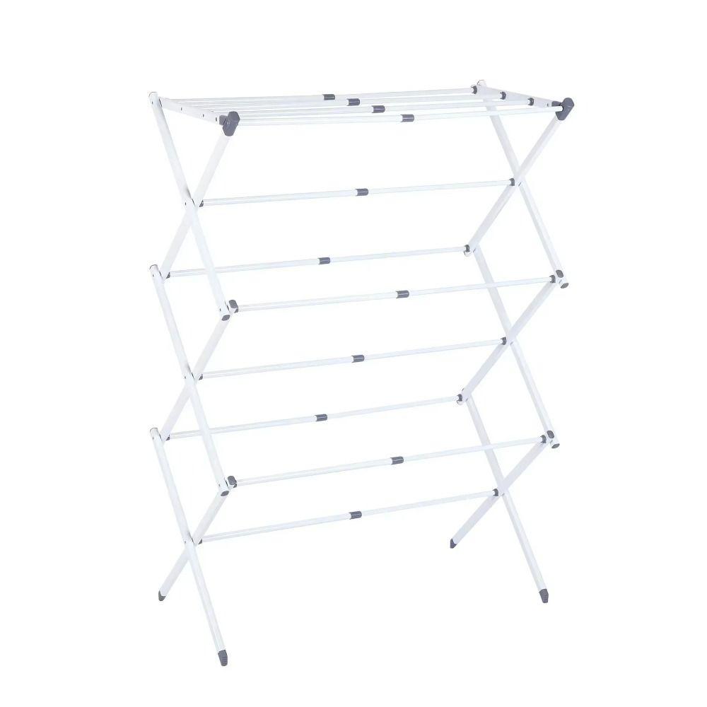 

Retractable Foldable Clothes Drying Rack Collapsible Steel Frame Cooling Clothes Rack 3-Layer Anti-Rust Clothes Airer Towel