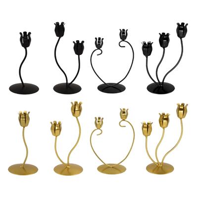 Elegant Metal Candle Holders Flower Shape Candelabra Iron Tapered Candle Stand Candlestick for Table Centerpieces Decors