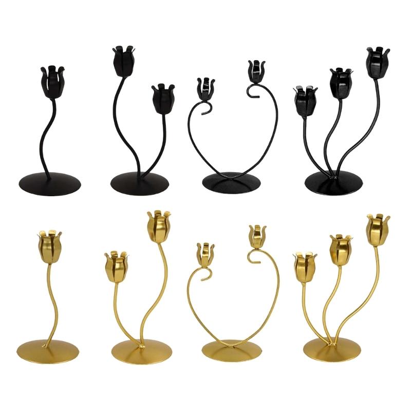 Nordic Flower Shape Tapered Candle Holder Metal Candlestick Candelabra Centerpieces Decoration for Elegant in Any Room