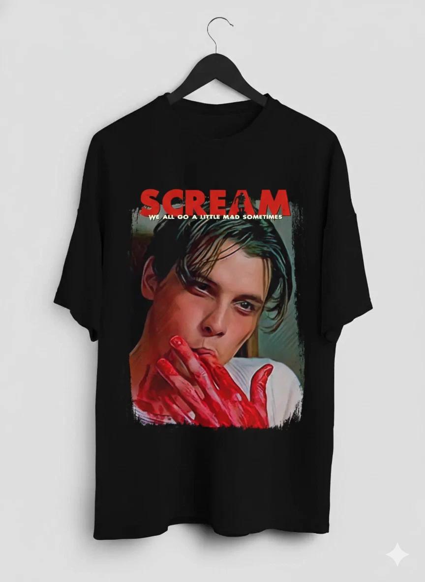 Unisex Adult Casual Movie Scream Horror Movie Graphic T-Shirt We Al... L