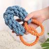 Hand woven double loop weaving pet dog chew toy, grind teeth, clean teeth, interactive drag rope game, used for all dog breeds
