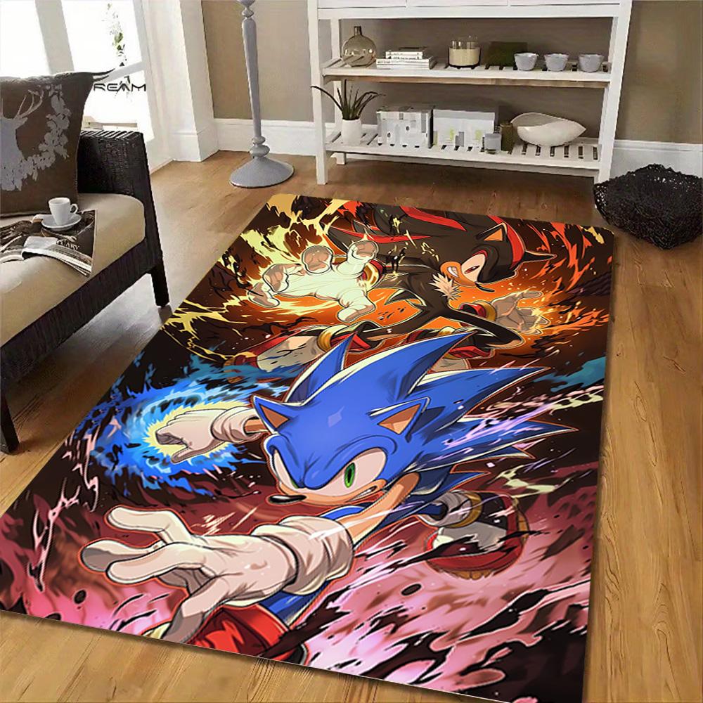 Sonic The Hedgehog Art Print Decoration,Carpet,Living Room,Bedroom, Non-slip,Square rug