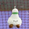 Rearview Mirror Ornament Badminton Plush Keychain, Cute Shuttlecock Stuffed Toy for Bag Car Soft Sports Souvenir Decor, Mini Pendant, Creative