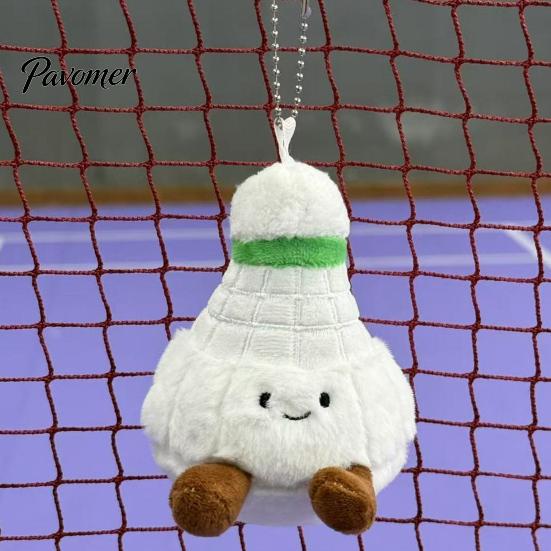 Rearview Mirror Ornament Badminton Plush Keychain, Cute Shuttlecock Stuffed Toy for Bag Car Soft Sports Souvenir Decor, Mini Pendant, Creative