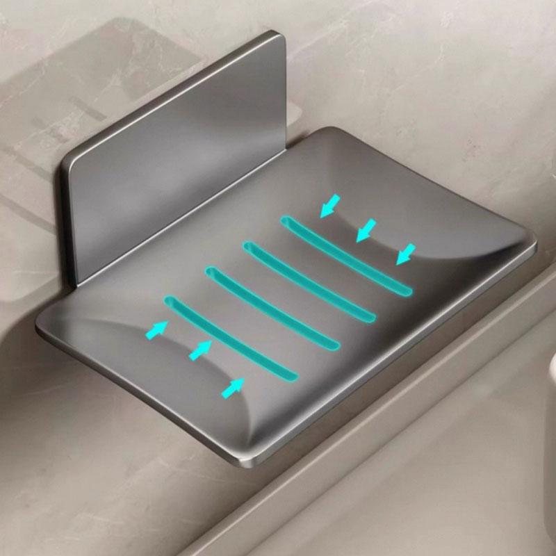 1PC Black Carbon Steel Soap Box Wall Mount Storage Rack with Drainage, Anti-Rust Bathroom Organizer