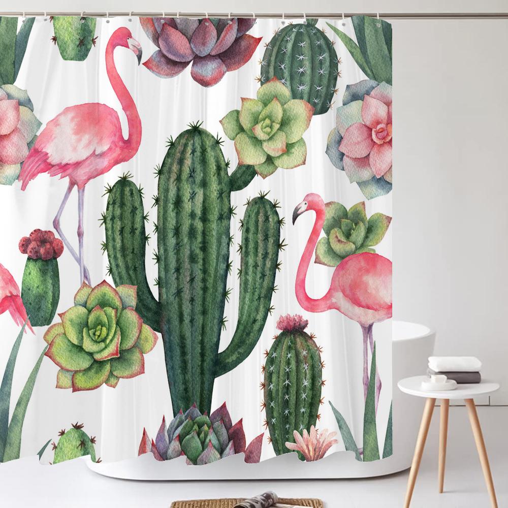 Flowers Shower Curtain Watercolor Flower Bath Curtain Print Polyester Fabric Waterproof Bathroom Curtains with Hooks Bath Screen