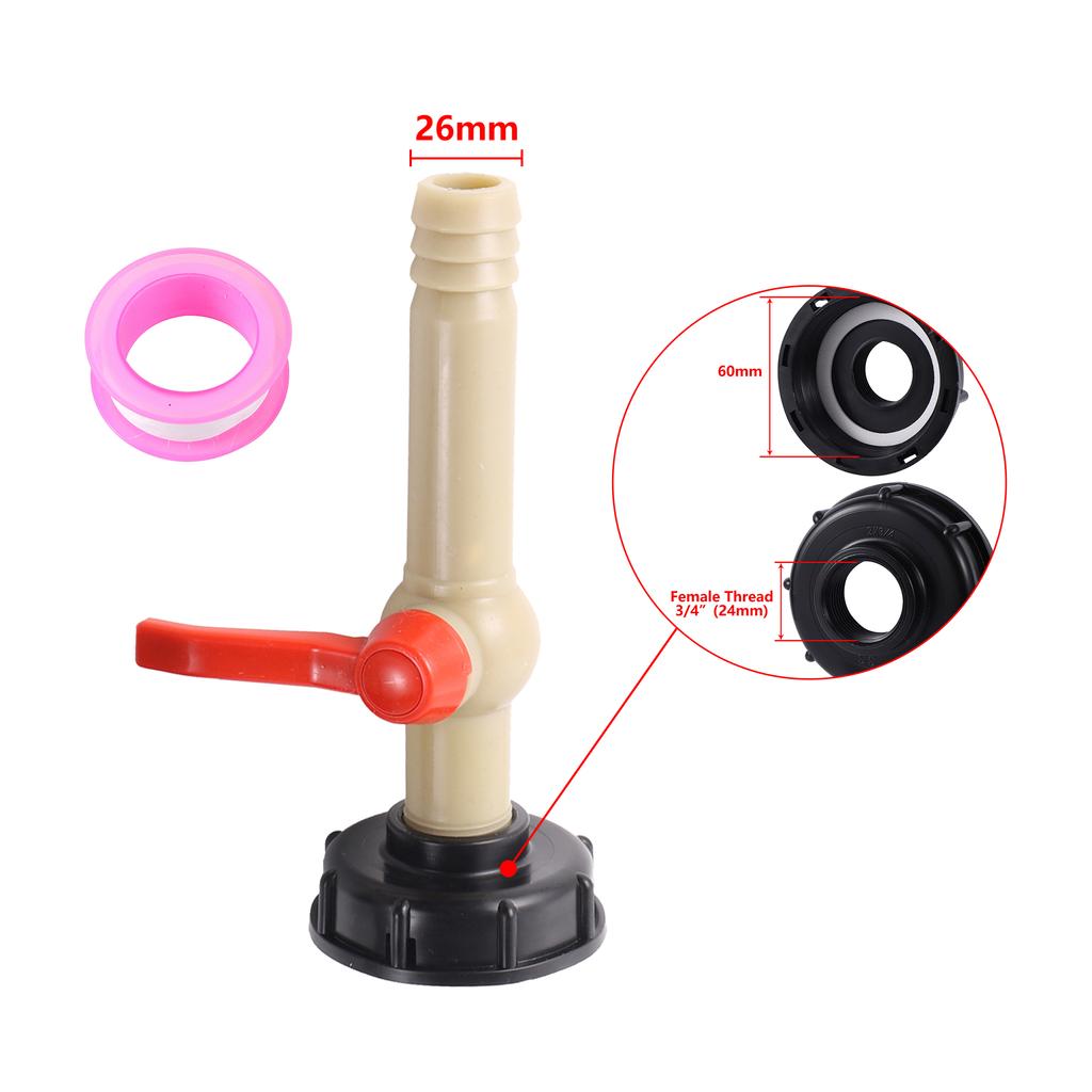 S60X6 IBC-Tankadapter für Gartenbewässerung, Wasserwürfelventilanschluss 1/2", 3/4", 1", Kugelhahn, Schlauchschalter, Wasserhahnanschluss