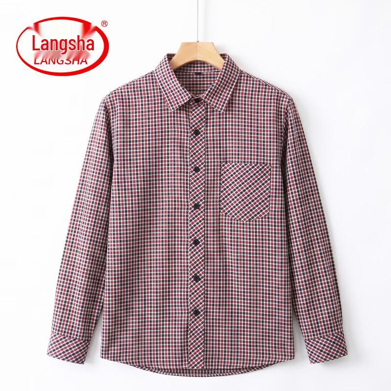 Langsaha Women's Loose-Fit Plaid Long-Sleeve Casual Shirt