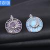 National Style Natural Crystal Pendant Hollowed Out Moon Sun Necklace Pendant Aura Energy Semi Gem
