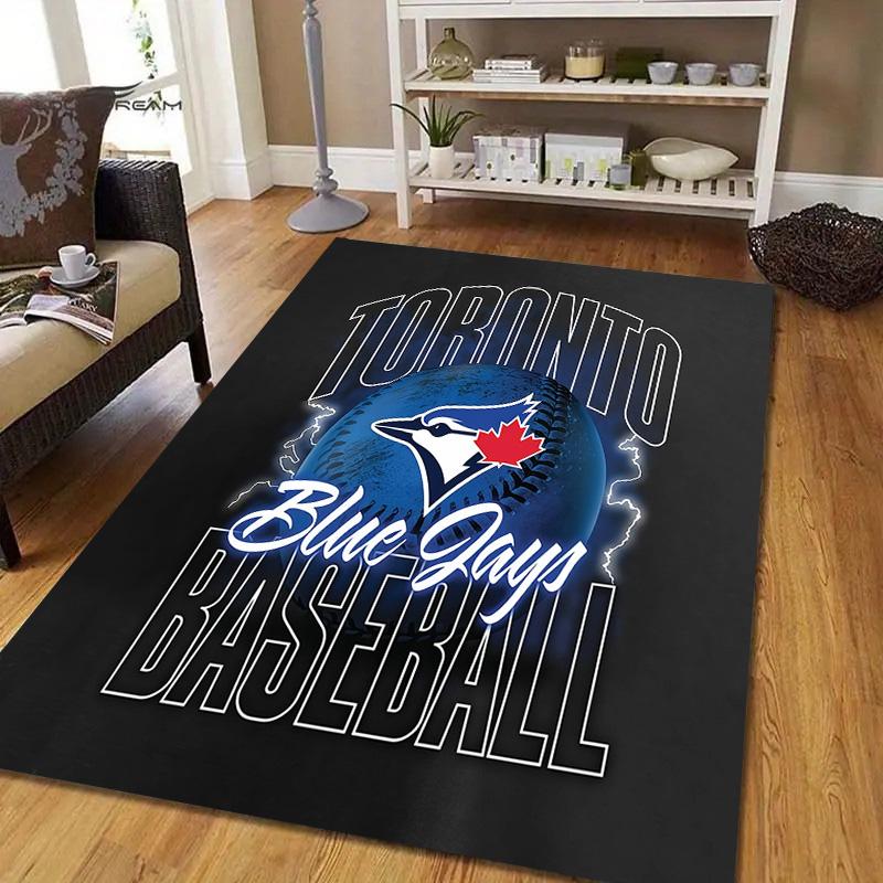 Toronto Blue Jays2 Flannel Pattern Square Carpet,Area Rug,Carpet Rug for Living Room Bedroom Sofa Playroom Decor,Non-slip Floor Mat