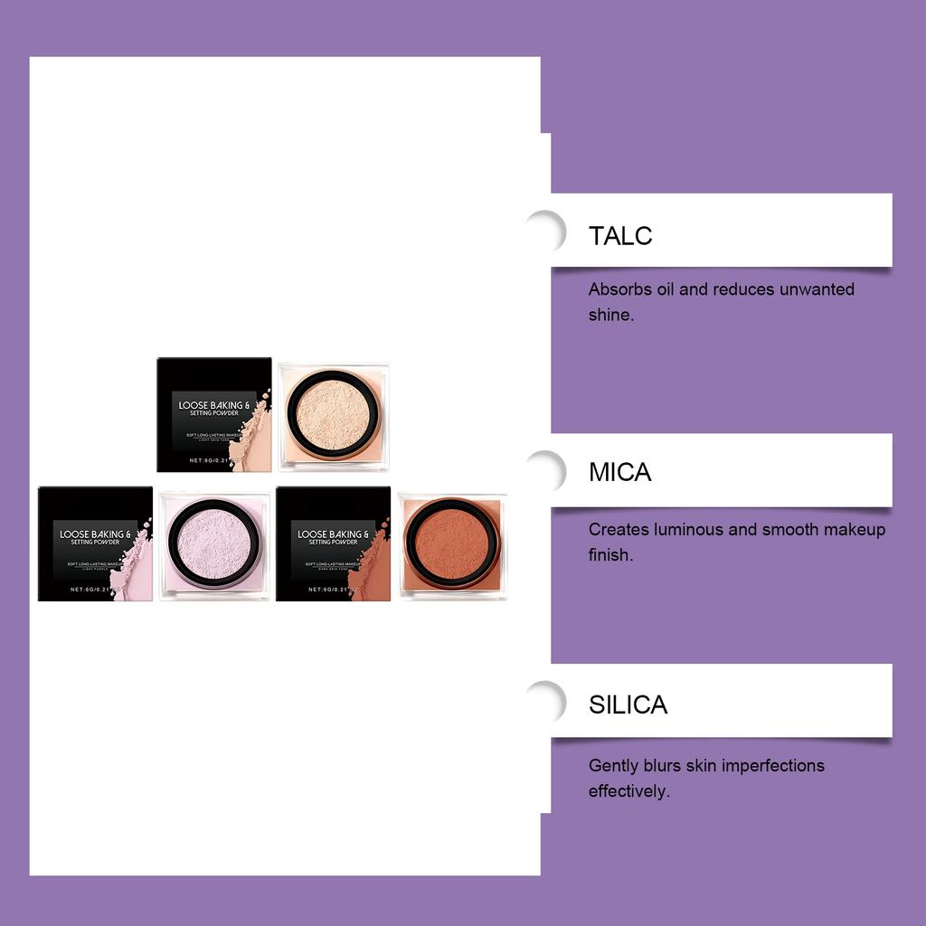 Soft And Smooth Setting Powder, Light And Adherent, Fine And Clear, Color-showing Makeup Setting Powder.