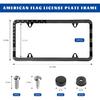 2 PCS American Flag License Plate Frames, Aluminum Patriotic USA Car Tag Holder Cover with Screws Caps, Rustproof Stars Stripes US Flag License Plate