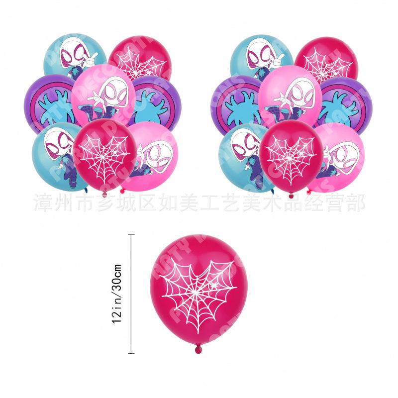 Spider-Gwen Geburtstagsparty Dekoration Zubehör Set mit Banner Kuchenaufsätzen Luftballons, Mädchen Superhelden Thema Partygeschenk