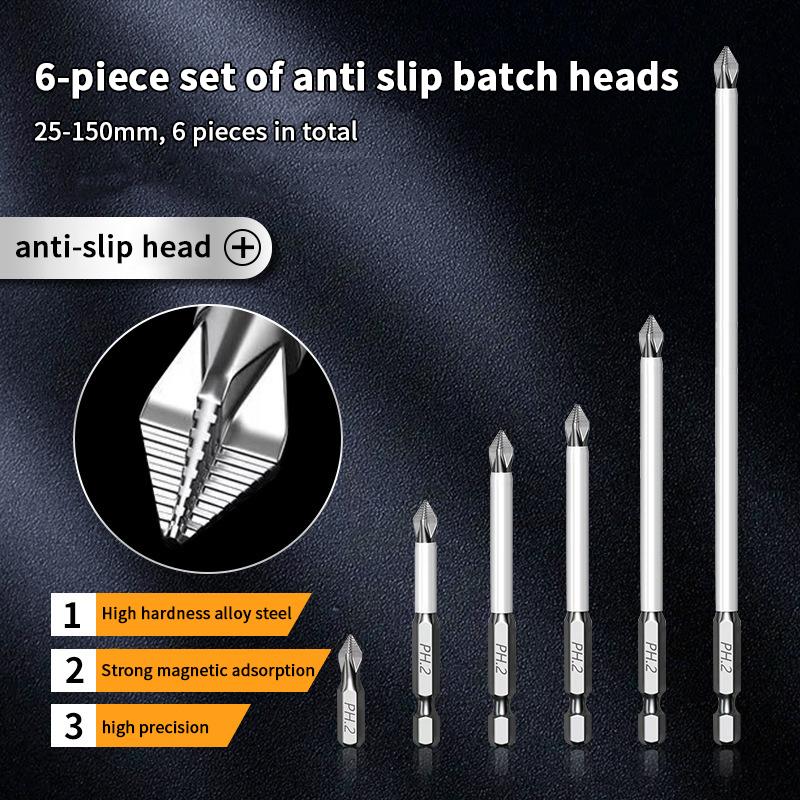 

6/7Pcs Cross Screwdriver Head Strong Magnetic Anti Slip High Hardness Electric Screwdriver Tool Electric Drill Hexagonal