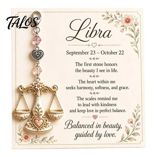 Zodiac Sign Pendant 12 Keychain with Keepsake Card, Star Pendant, Backpack Handbag Purse Charm, Inspirational Gift for Men Women