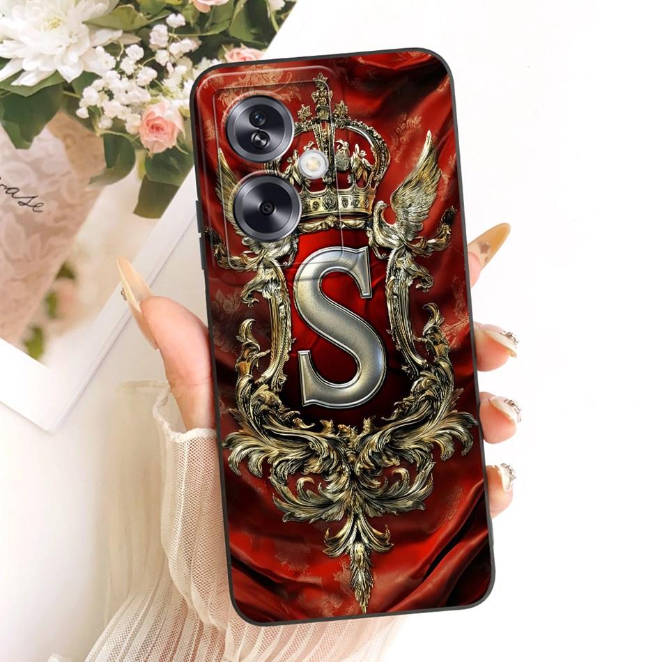 For OPPO A79 5G Feather Crown Initial Letter Phone Case For Oppo A79 CPH2553 CPH2557 Soft Silicone Covers Bumpers