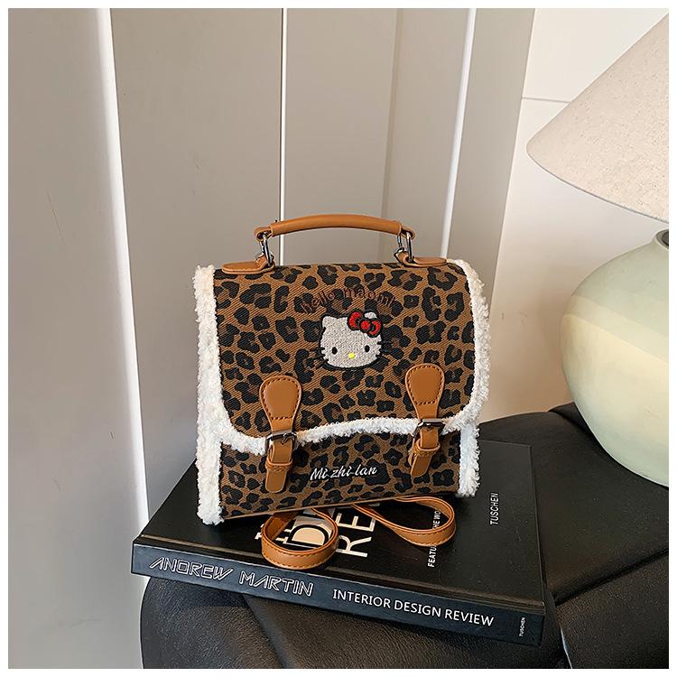 Cartoon Cute Cat Girl Backpack Retro Leopard Print Kindergarten Baby Schoolbag Autumn And Winter Children'S Backpack