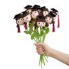 Soft Yarn Crochet Boy/Girl/Dog Flower Bouquet with Graduation Hat Academic Achievement Gift for Students and Teachers