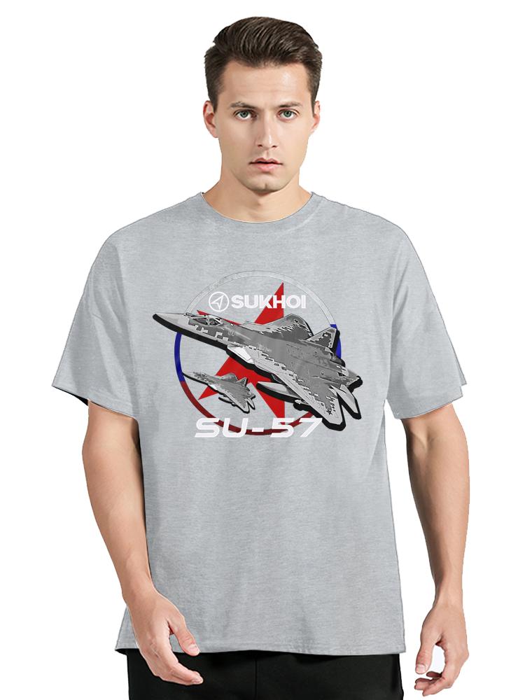 Retro Sukhoi Su-57 Stealth Multirole Fighter Aircraft T-shirt Men's Clothing T Shirt Summer Oversized Tops Loose Fitting Tshirt