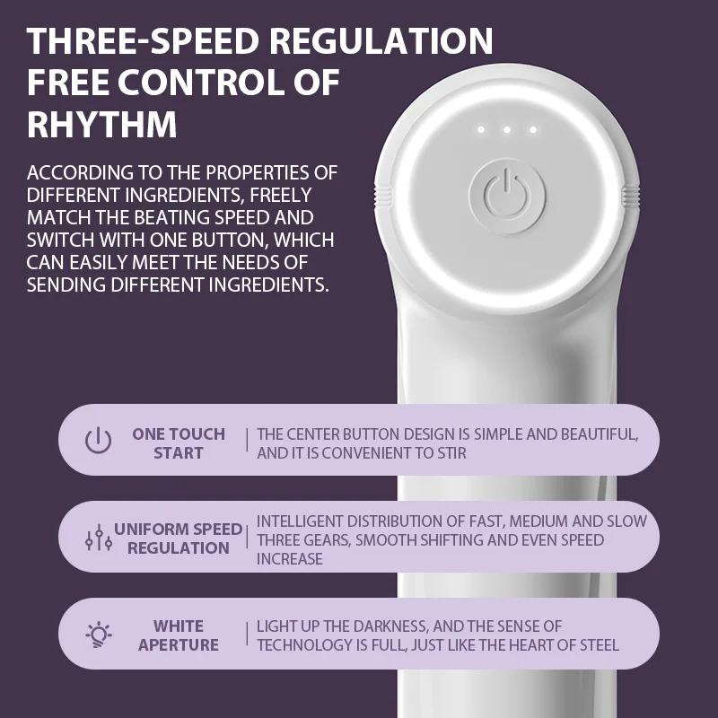 Electric Hand Mixer Rechargeable Small Whisk for Baking Cake Cream Dough Wireless Handheld Egg Beater Kitchen Cooking Tool