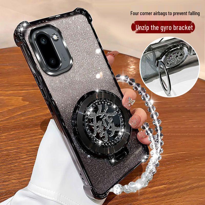 OnePlus ACE6T Phone Case: Full Coverage Mirror with Rotating Stand & Bracelet for OnePlus 15 - Creative, Internet Celebrity Style