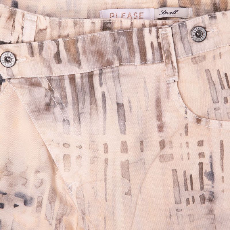Pantalon fermeture asymétrique beige à motifs Femme PLEASE